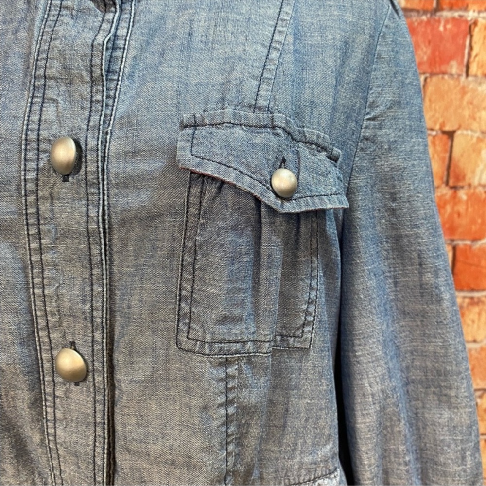 Style‎ & Co Chambray Ruffle Hem Jacket - Picture 3 of 10